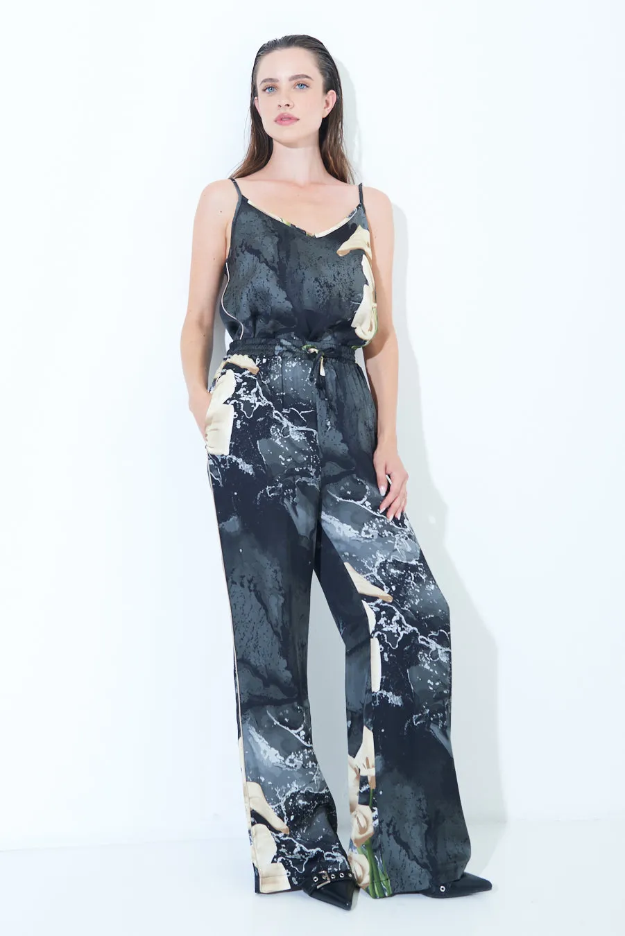 Abstract print wide-leg pants wholesale