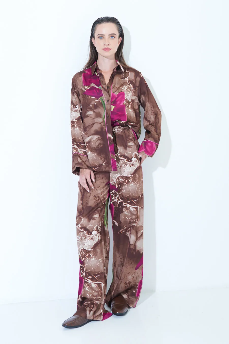 Abstract print wide-leg pants wholesale