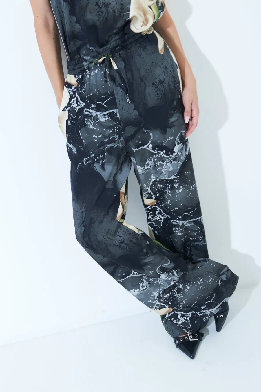 Abstract print wide-leg pants wholesale