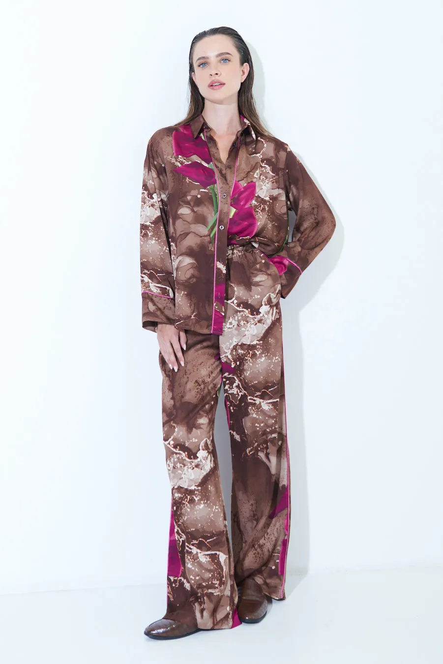 Abstract print wide-leg pants wholesale