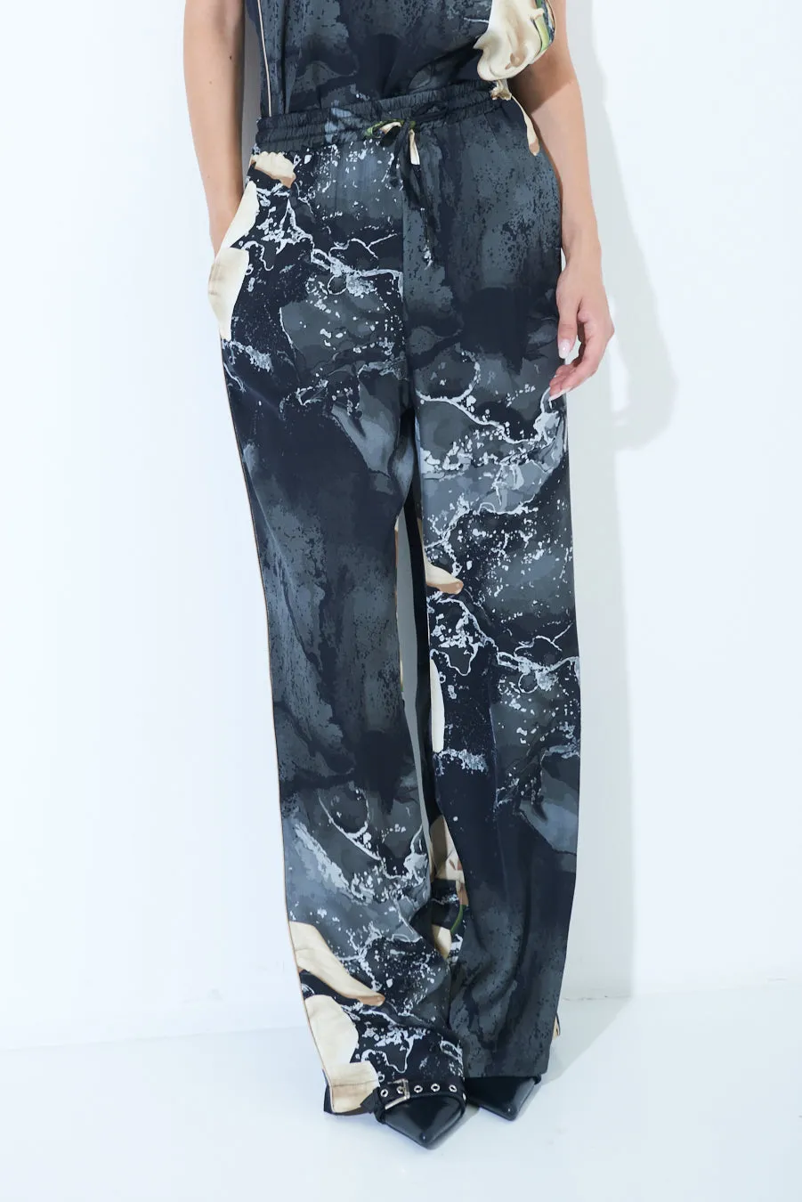 Abstract print wide-leg pants wholesale