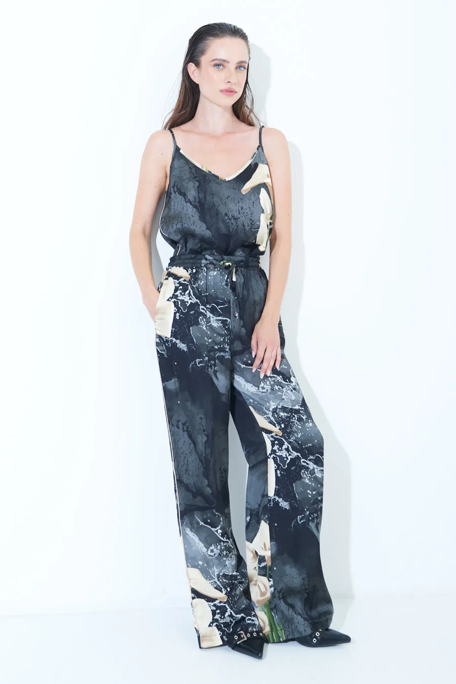 Abstract print wide-leg pants wholesale