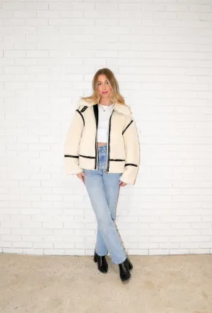 Alta Faux Fur Biker Jacket | Creme