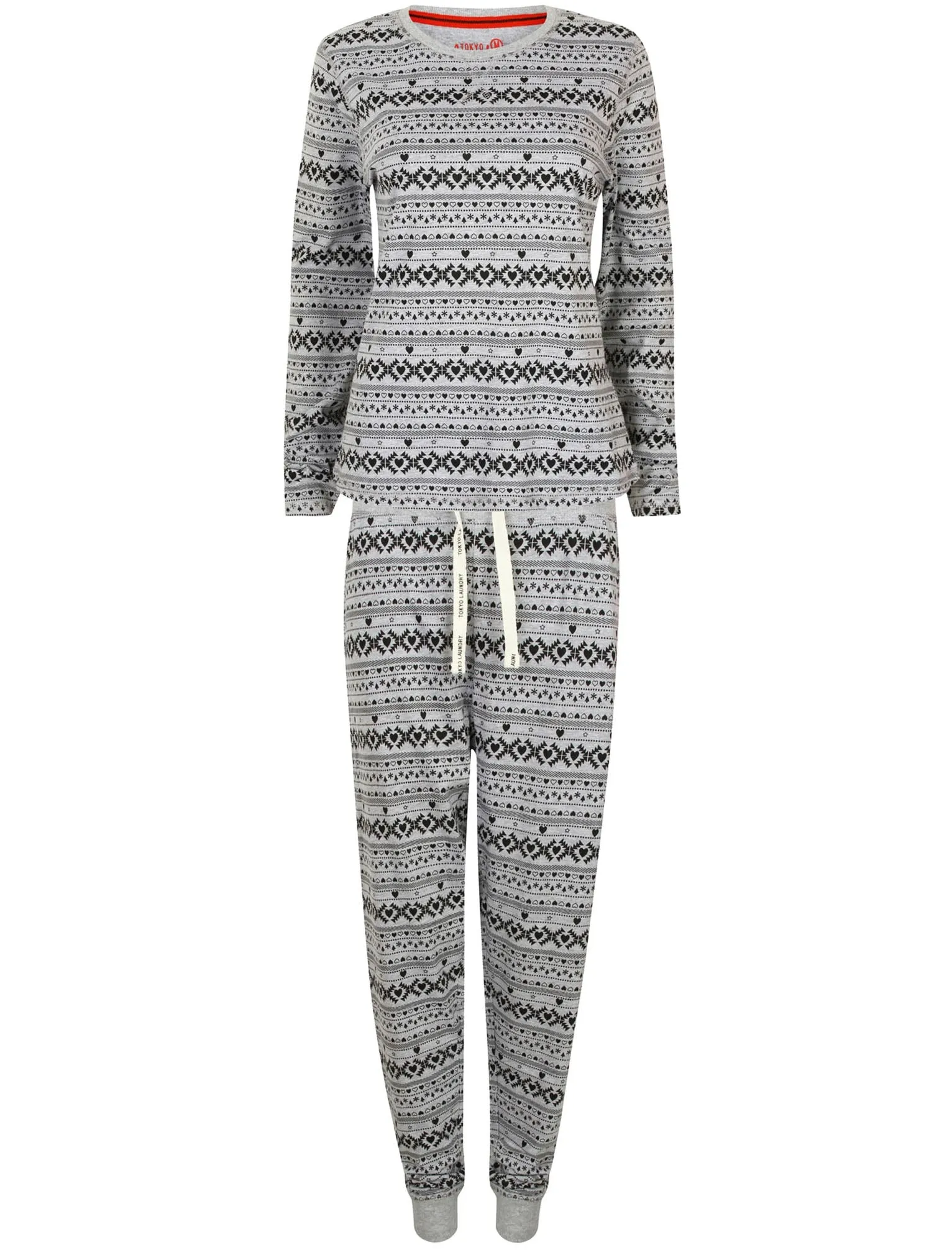 Aurora Fairisle Print 2pcs Lounge Set in Black - Tokyo Laundry