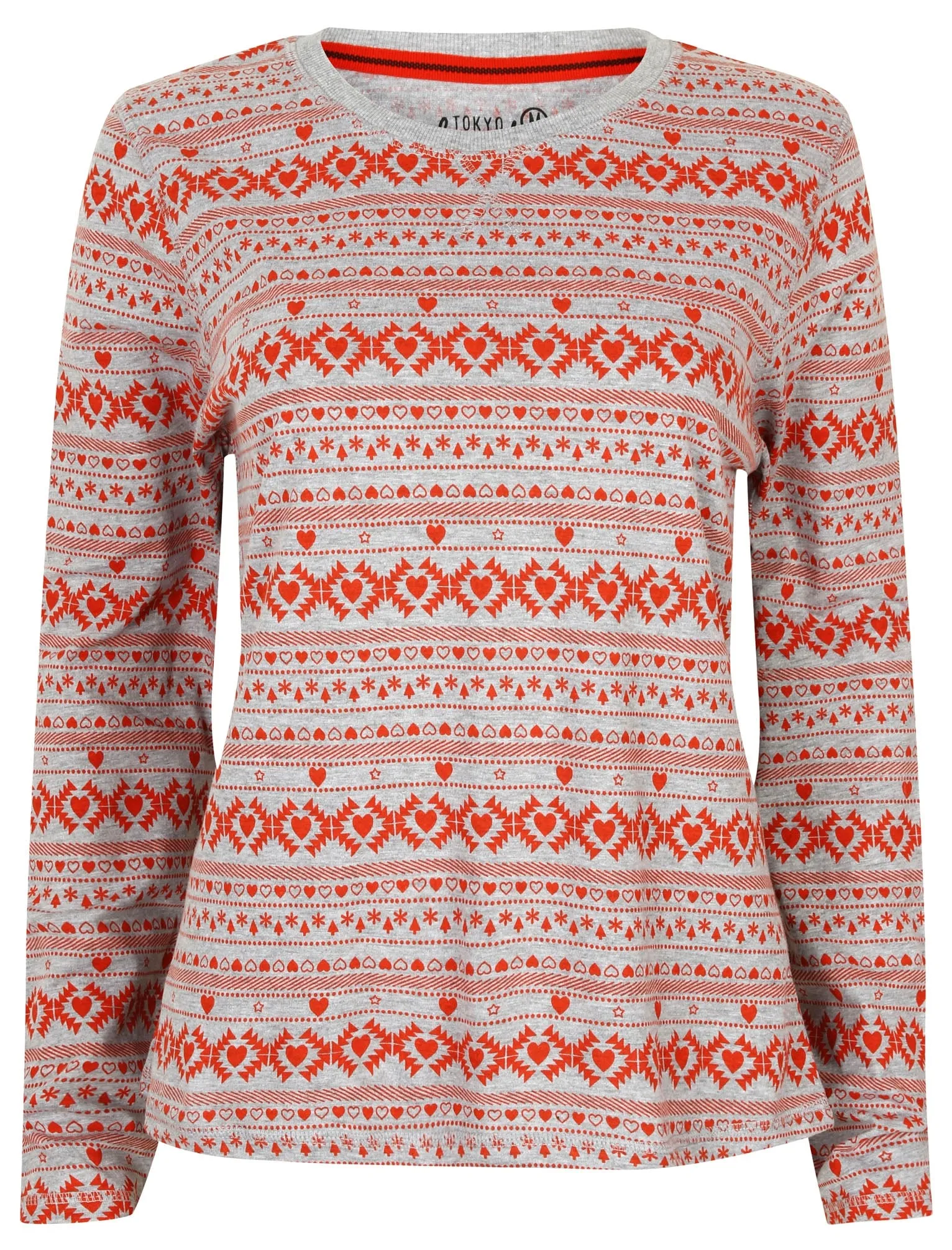 Aurora Fairisle Print 2pcs Lounge Set in Tokyo Red - Tokyo Laundry