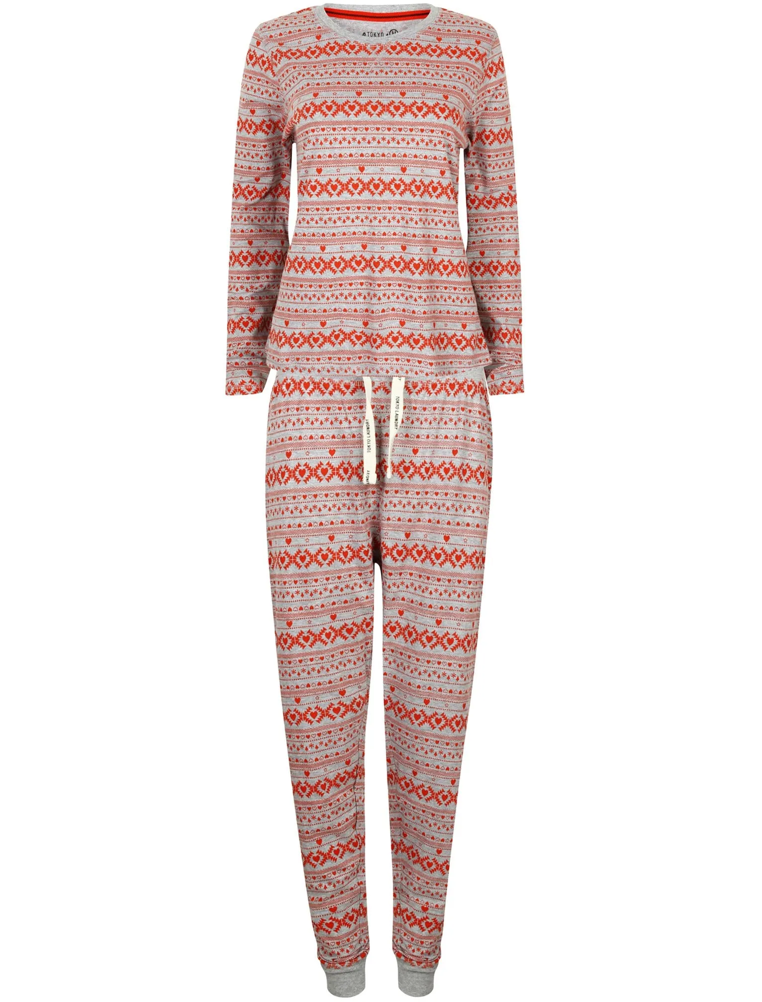 Aurora Fairisle Print 2pcs Lounge Set in Tokyo Red - Tokyo Laundry