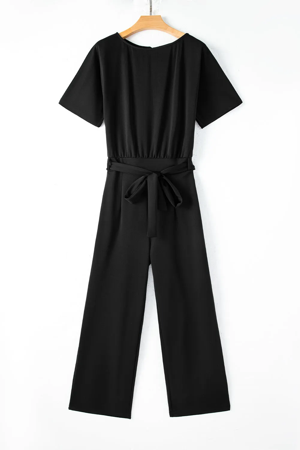 Black Belted Wide Leg Jumpsuit