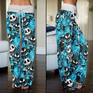Blue Nightmare Theme Women's High-waisted Wide Leg Pants