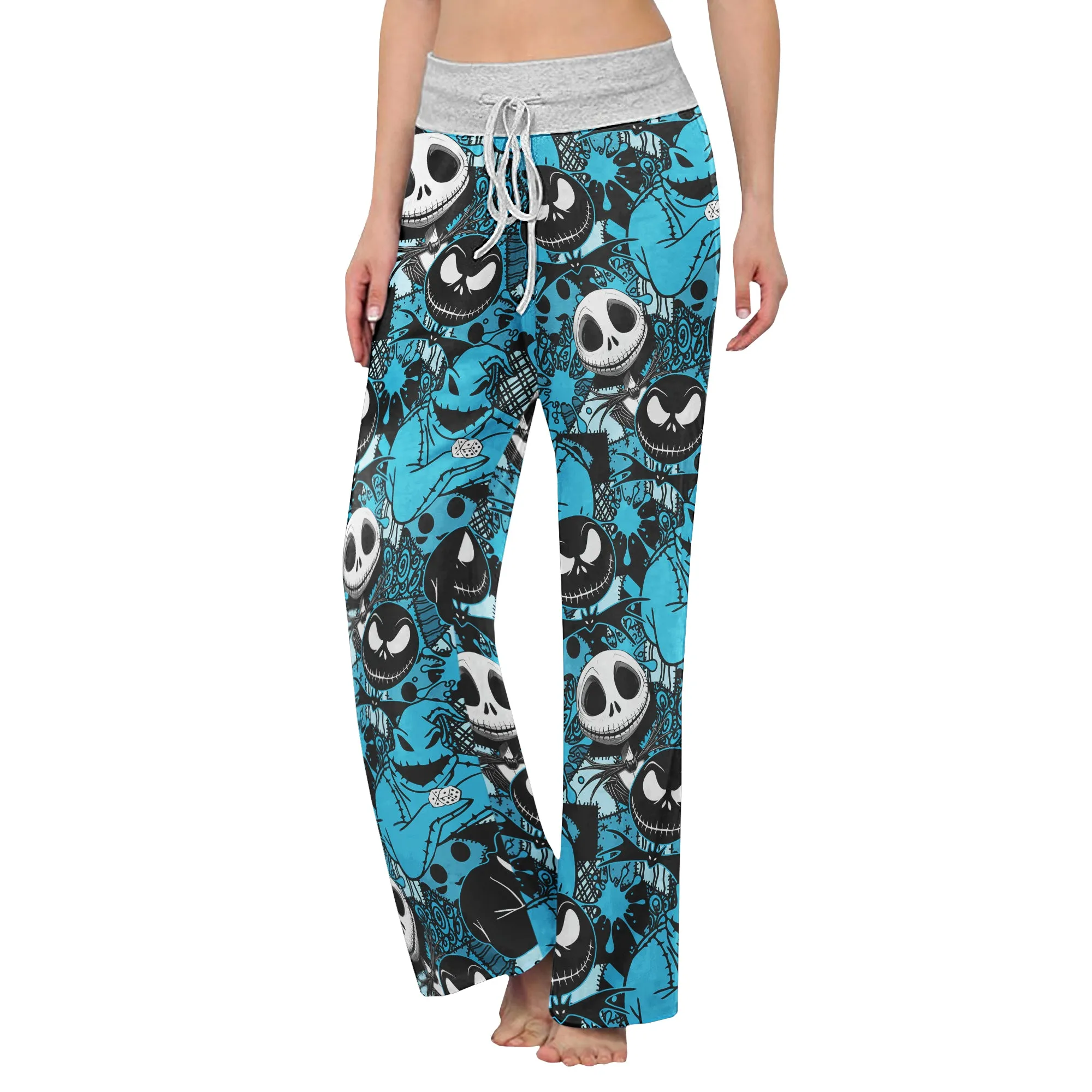 Blue Nightmare Theme Women's High-waisted Wide Leg Pants
