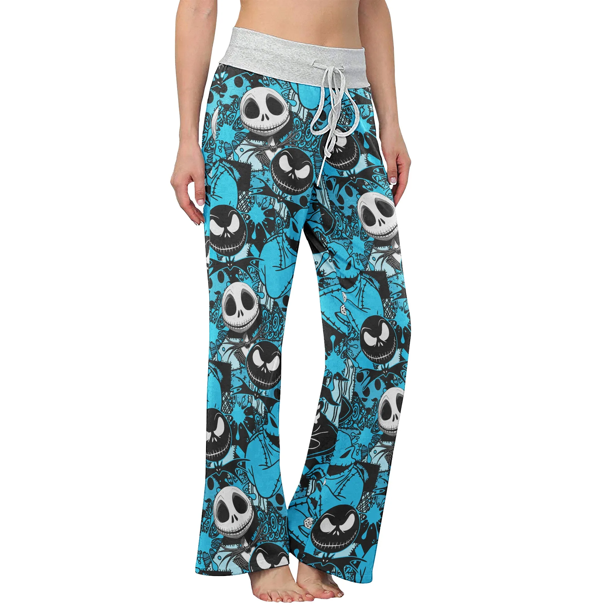 Blue Nightmare Theme Women's High-waisted Wide Leg Pants