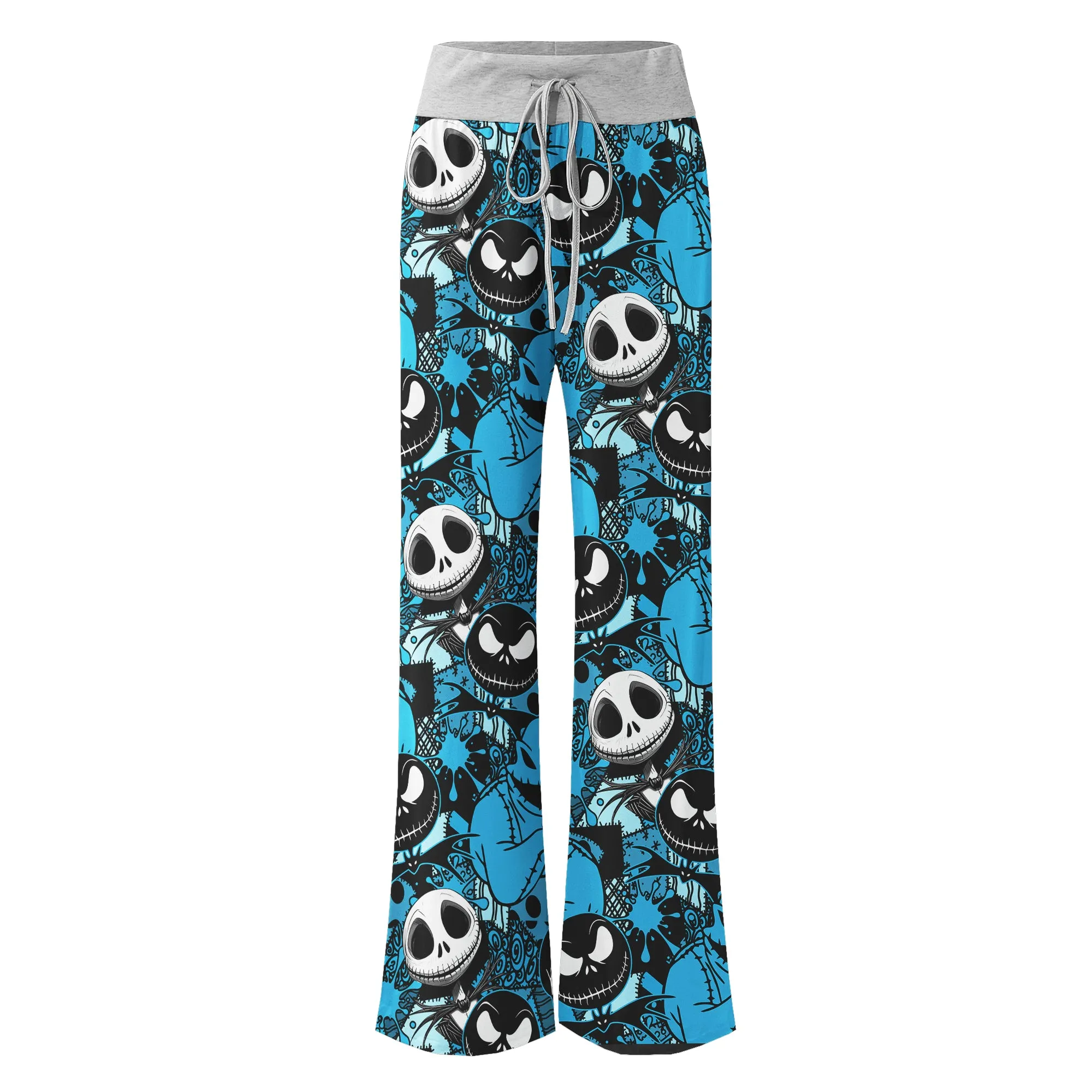 Blue Nightmare Theme Women's High-waisted Wide Leg Pants
