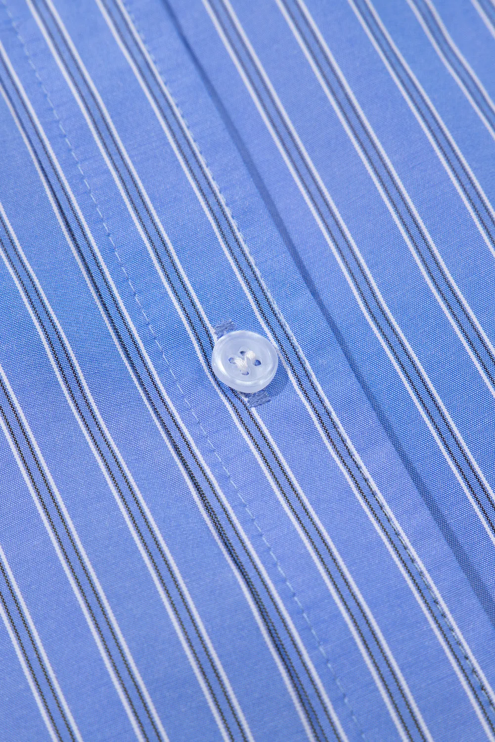 Blue Striped Long Sleeve Button Down Shirt for Women