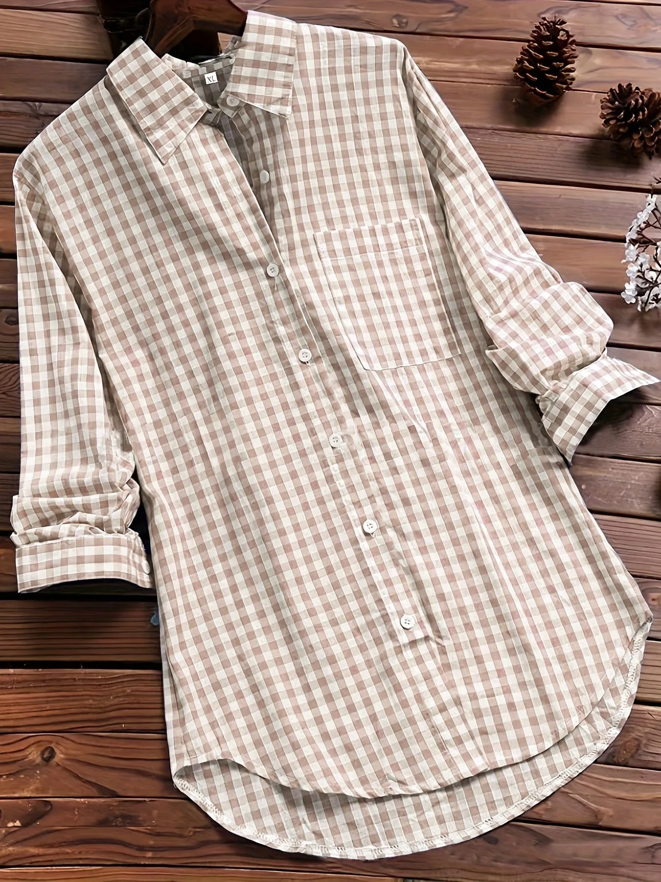 Blue Striped Long Sleeve Button Down Shirt for Women