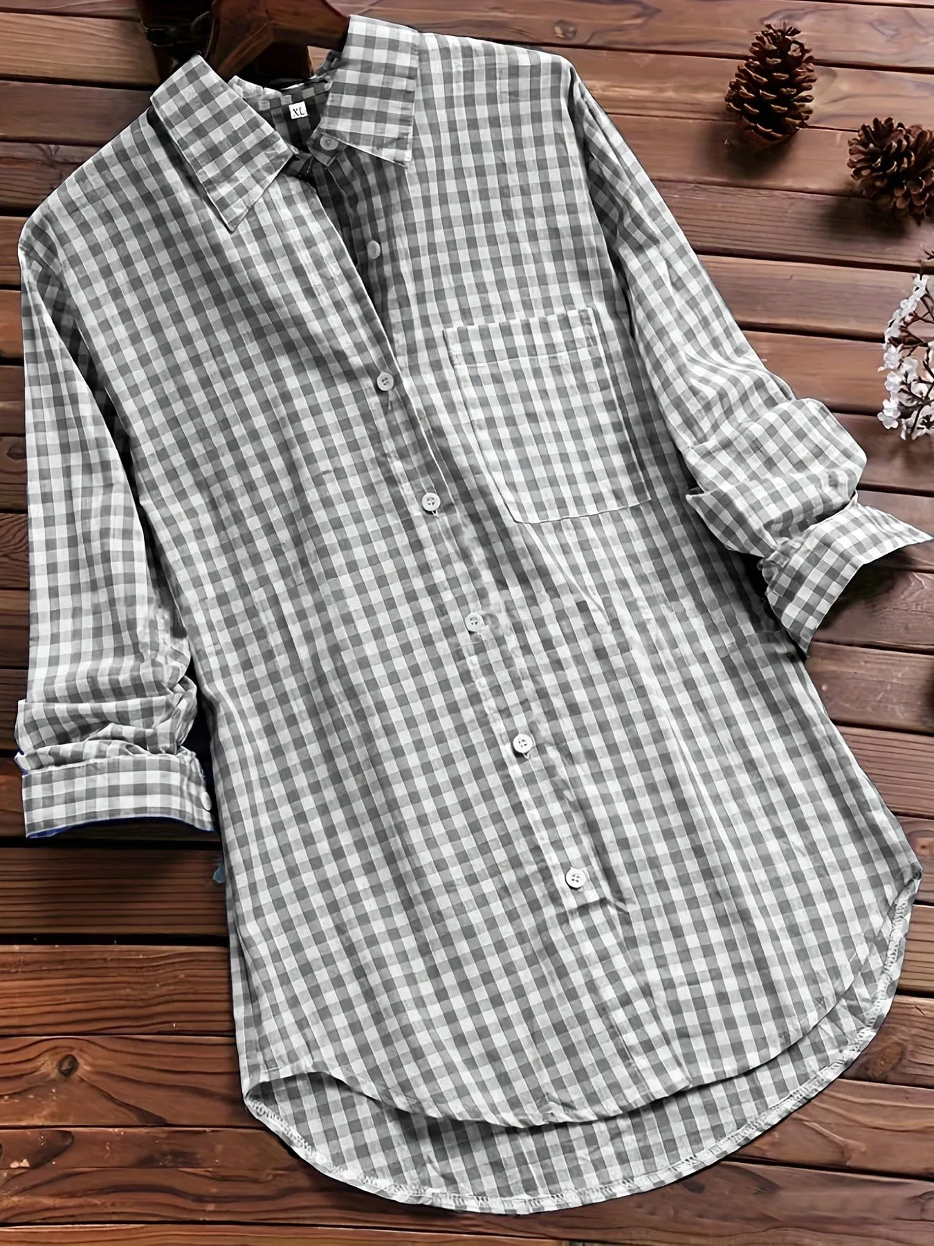Blue Striped Long Sleeve Button Down Shirt for Women