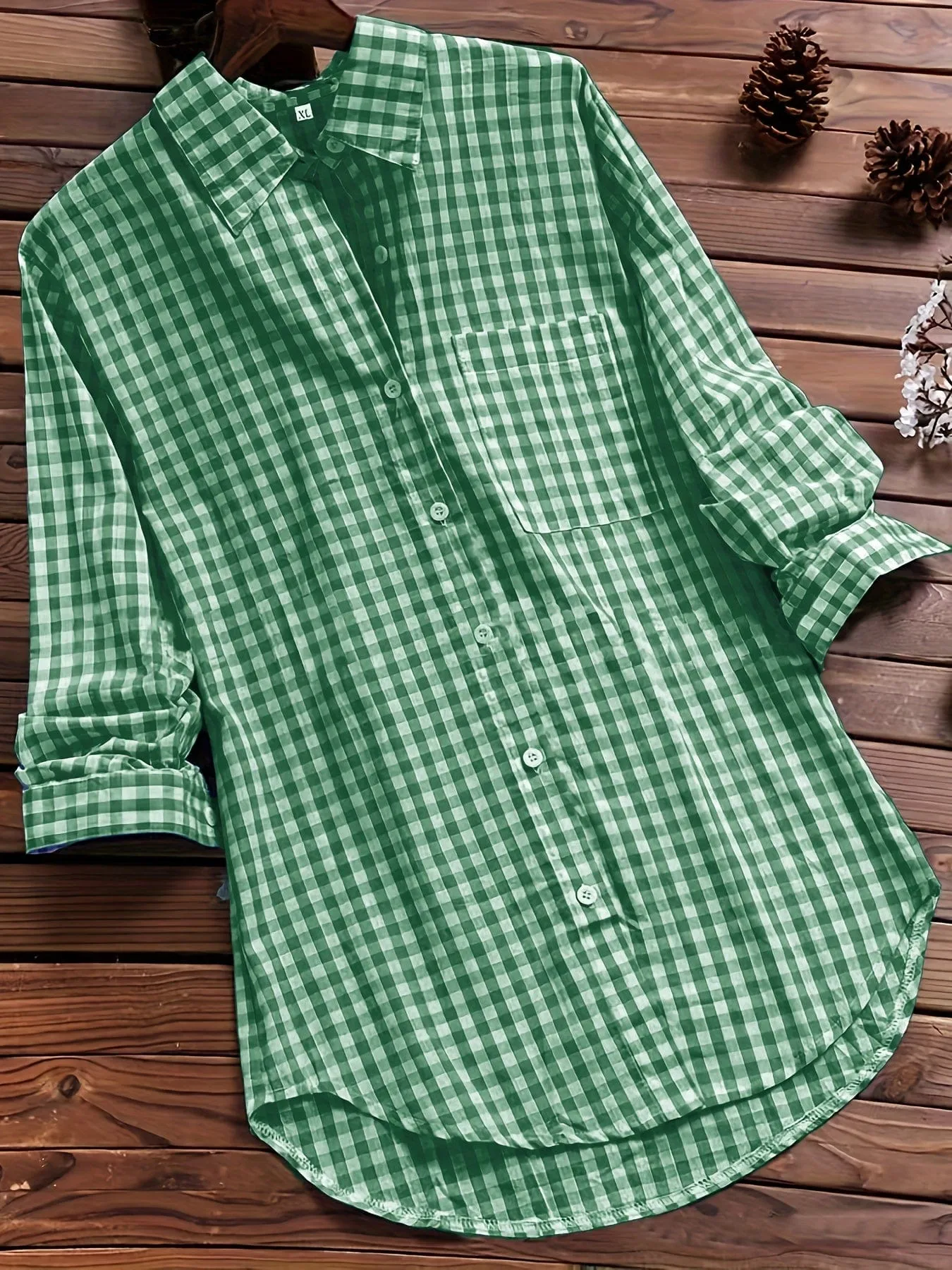 Blue Striped Long Sleeve Button Down Shirt for Women