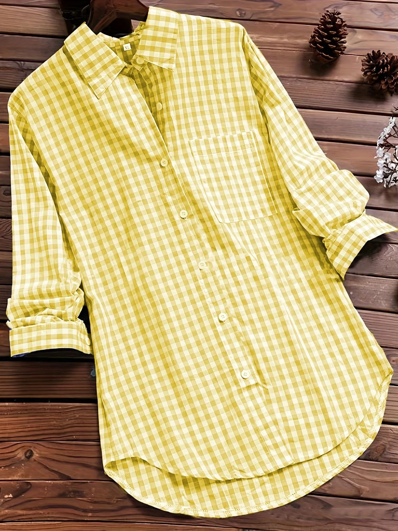Blue Striped Long Sleeve Button Down Shirt for Women