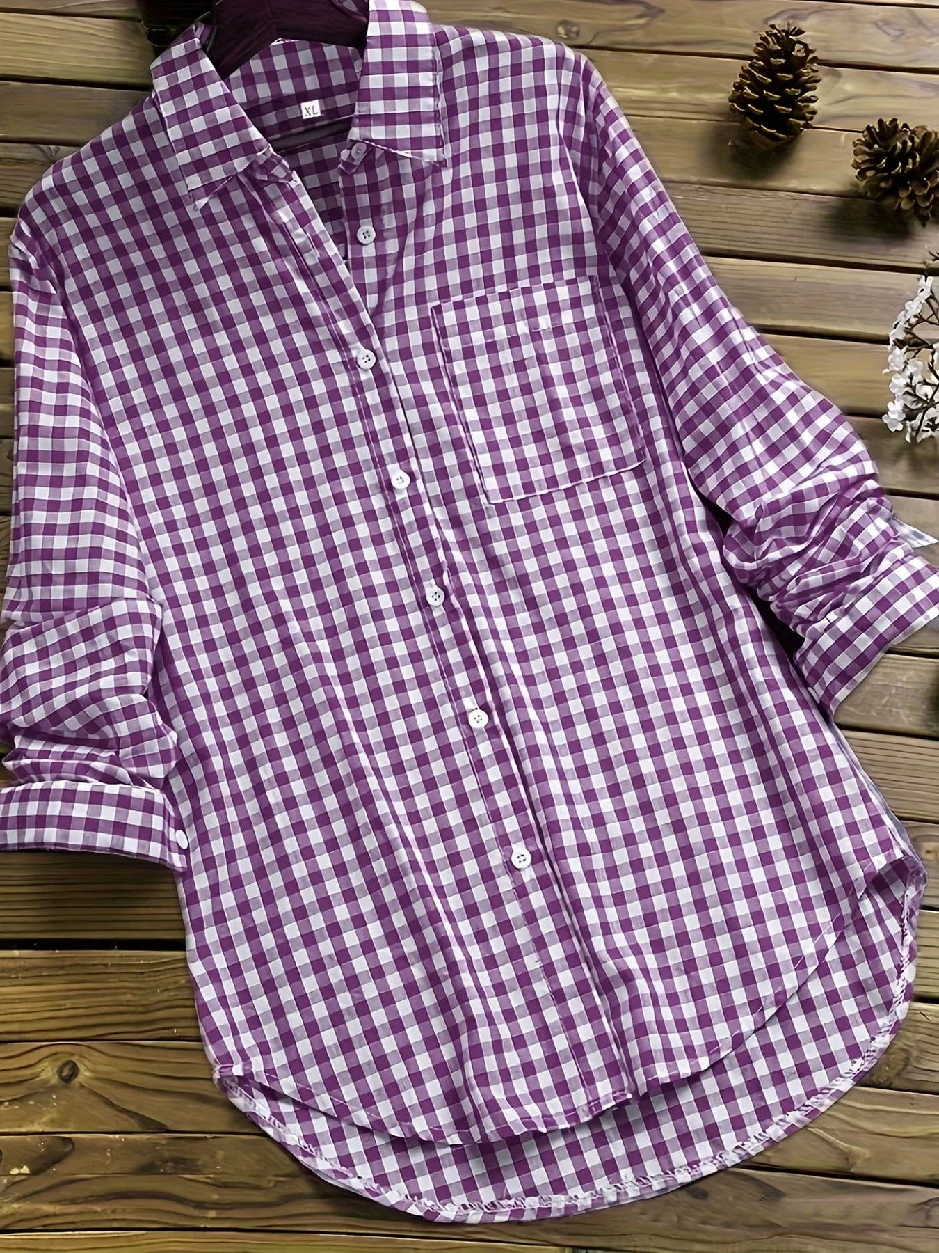 Blue Striped Long Sleeve Button Down Shirt for Women