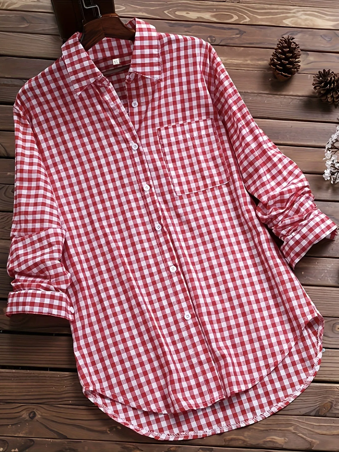 Blue Striped Long Sleeve Button Down Shirt for Women