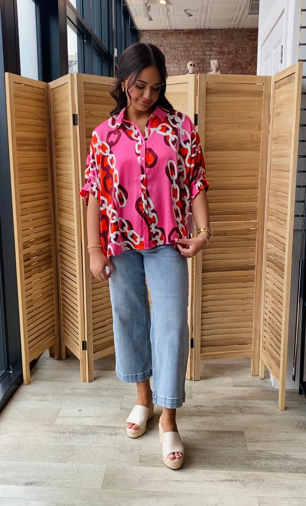 Button Up Linked Blouse | Tomato