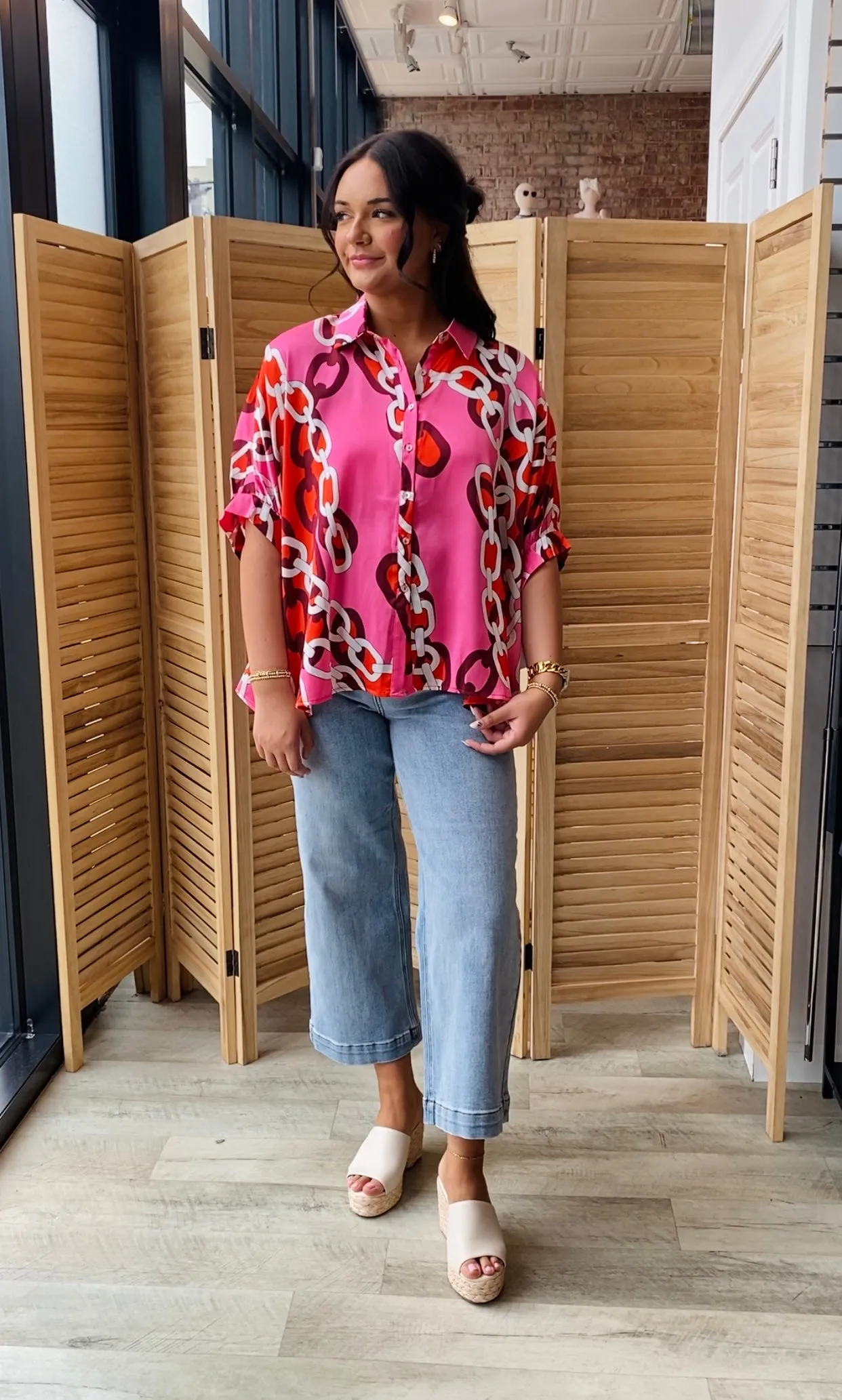 Button Up Linked Blouse | Tomato