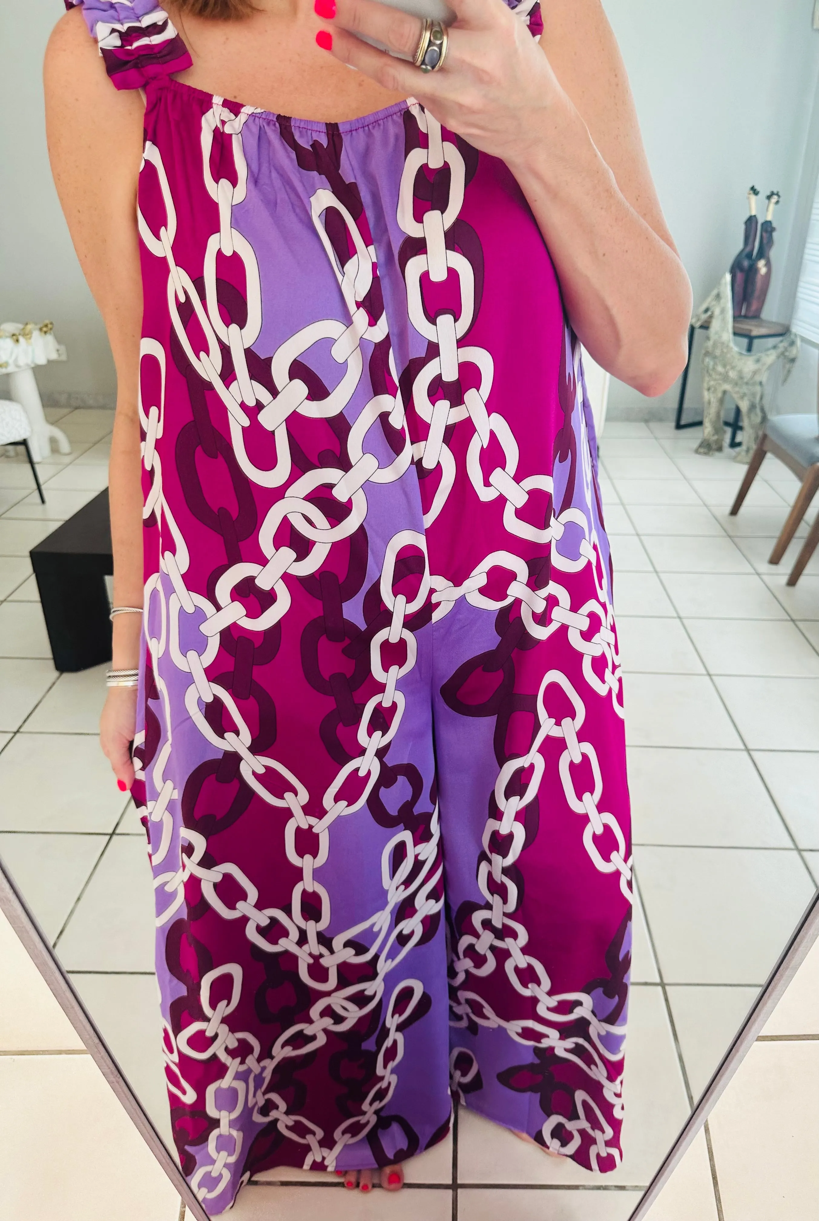 Chain Print Loose Fit Jumpsuit