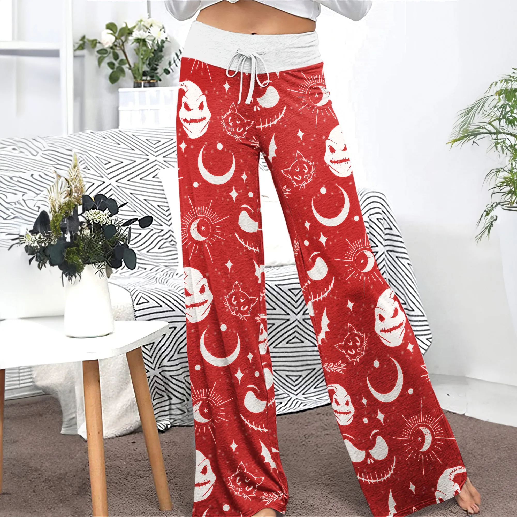 Christmas Nightmare Theme Women's High-waisted Wide Leg Pants