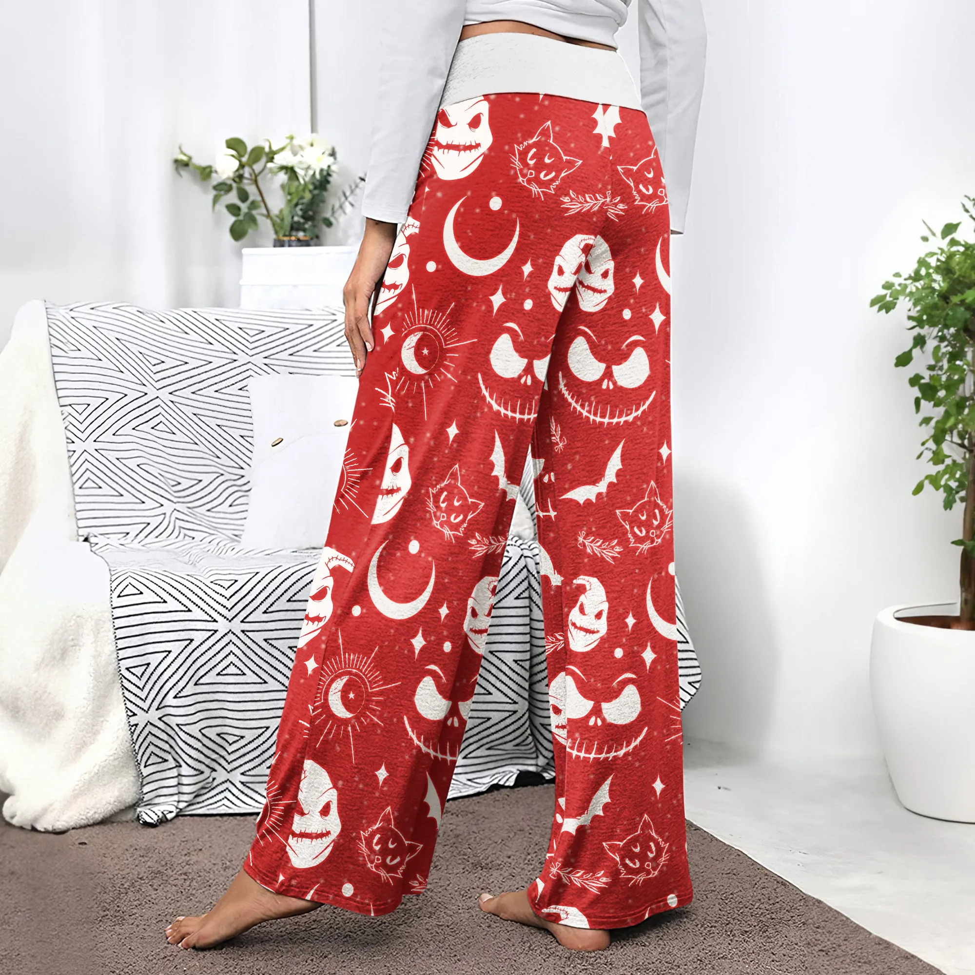 Christmas Nightmare Theme Women's High-waisted Wide Leg Pants