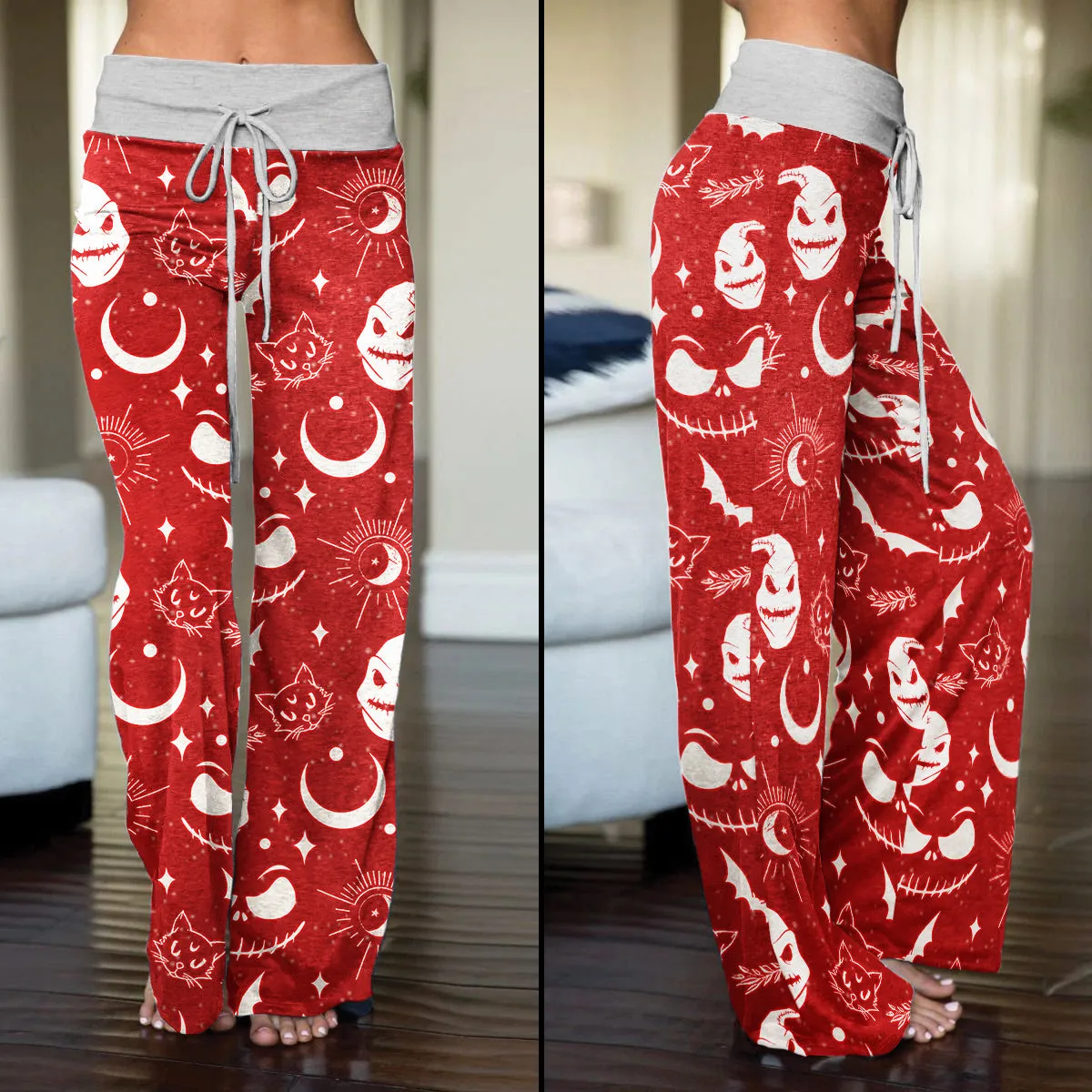 Christmas Nightmare Theme Women's High-waisted Wide Leg Pants