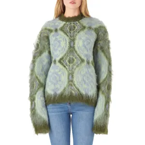 Custom Cashmere Blend Women's Knit Pullover Sweater with Geometric Design | OEM/ODM Sweater Manufacturer