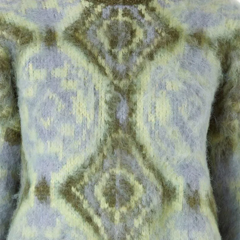 Custom Cashmere Blend Women's Knit Pullover Sweater with Geometric Design | OEM/ODM Sweater Manufacturer