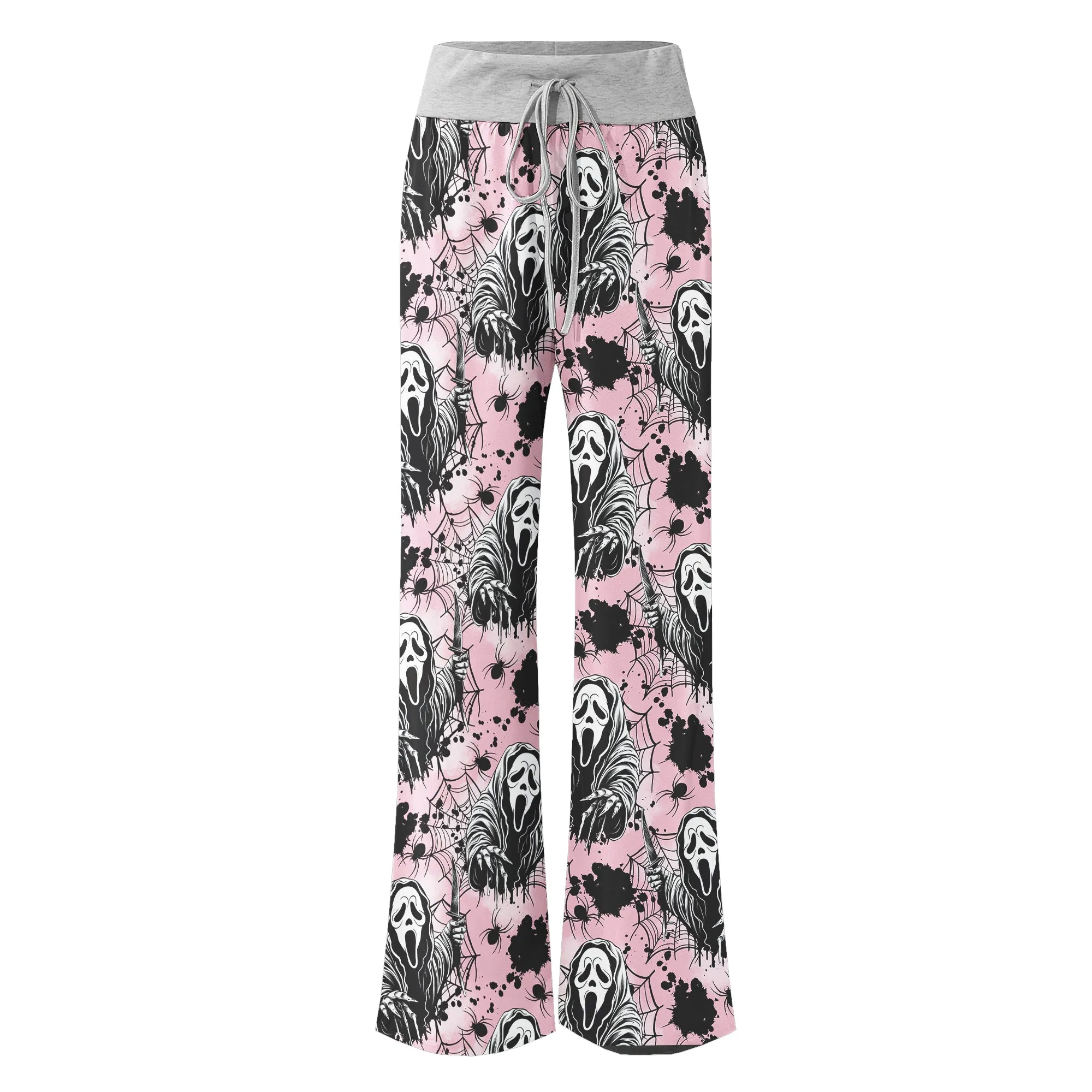 Dark Scary Art Theme Women's High-waisted Wide Leg Pants