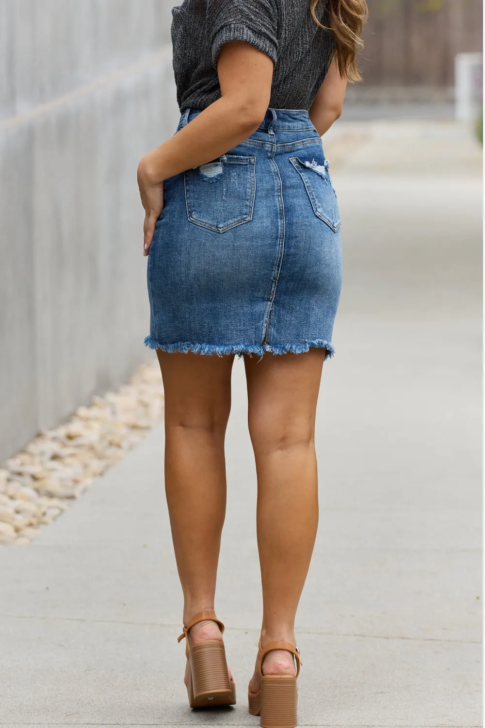 Denim Mini Pencil Skirt