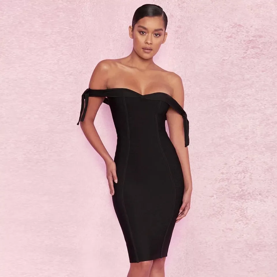 Elegance Off Shoulder Bandage  Dress