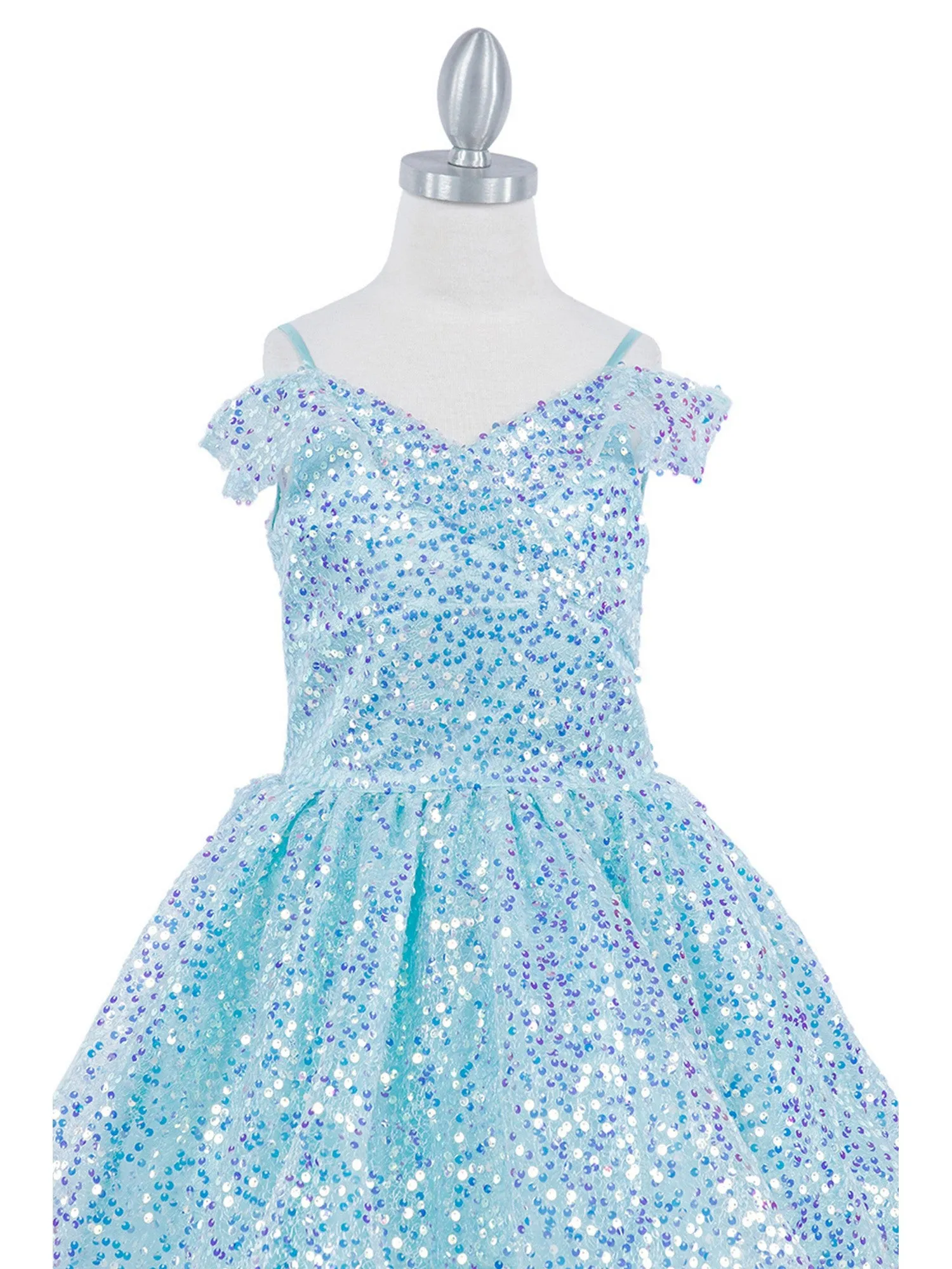 Girls Rainbow Sequin Off Shoulder Short Party Dress, Sizes 2-16