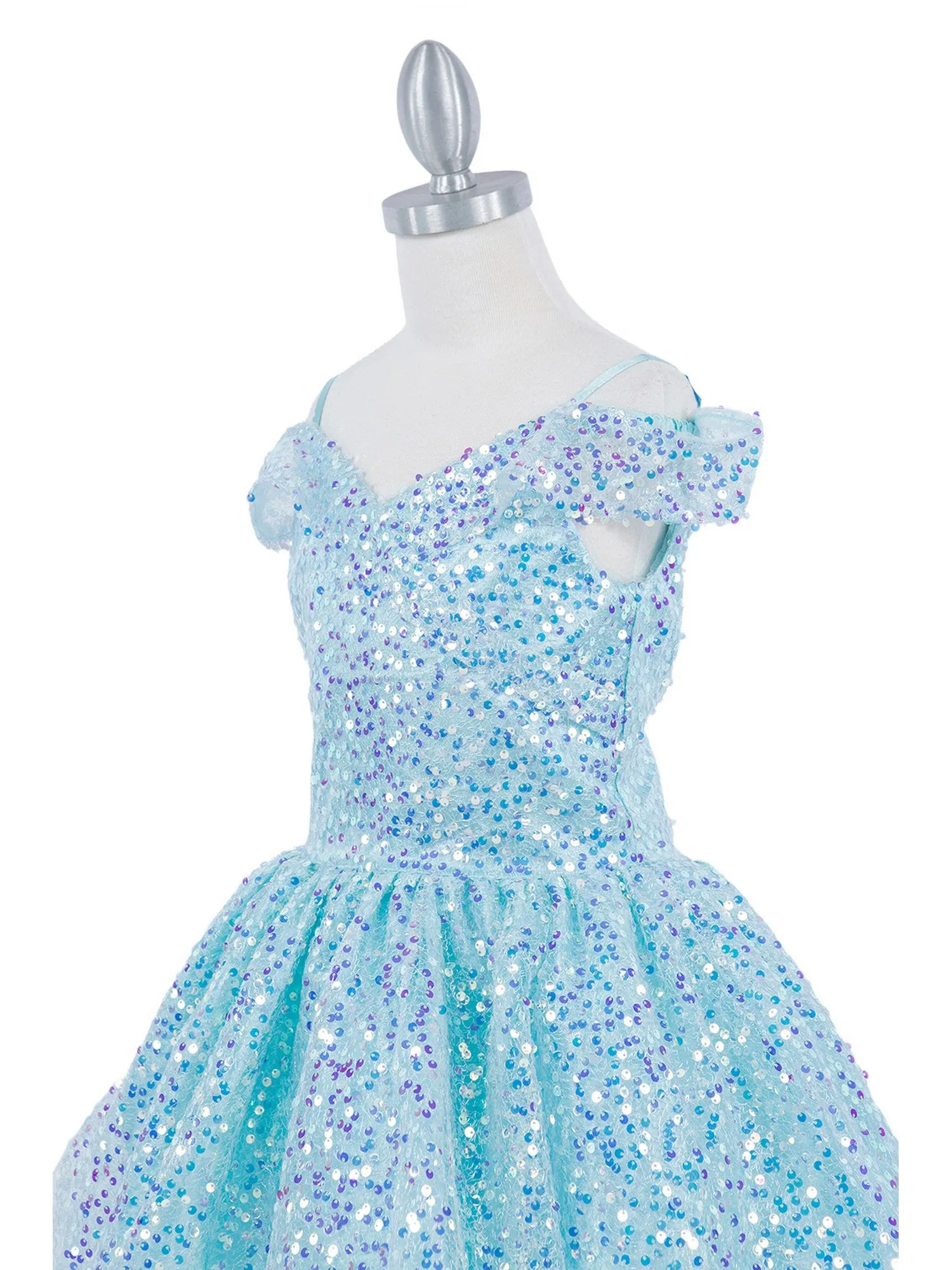 Girls Rainbow Sequin Off Shoulder Short Party Dress, Sizes 2-16
