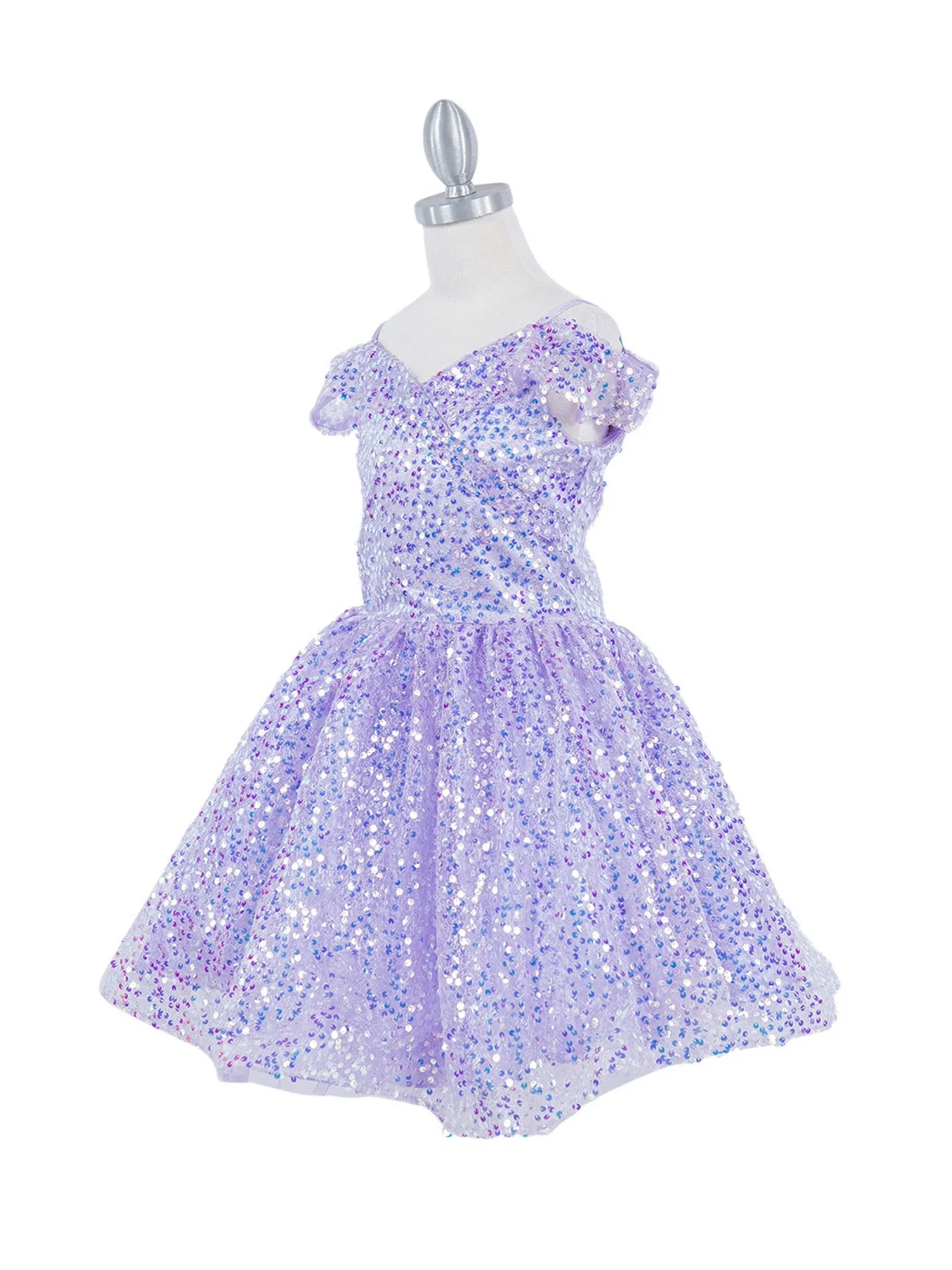 Girls Rainbow Sequin Off Shoulder Short Party Dress, Sizes 2-16