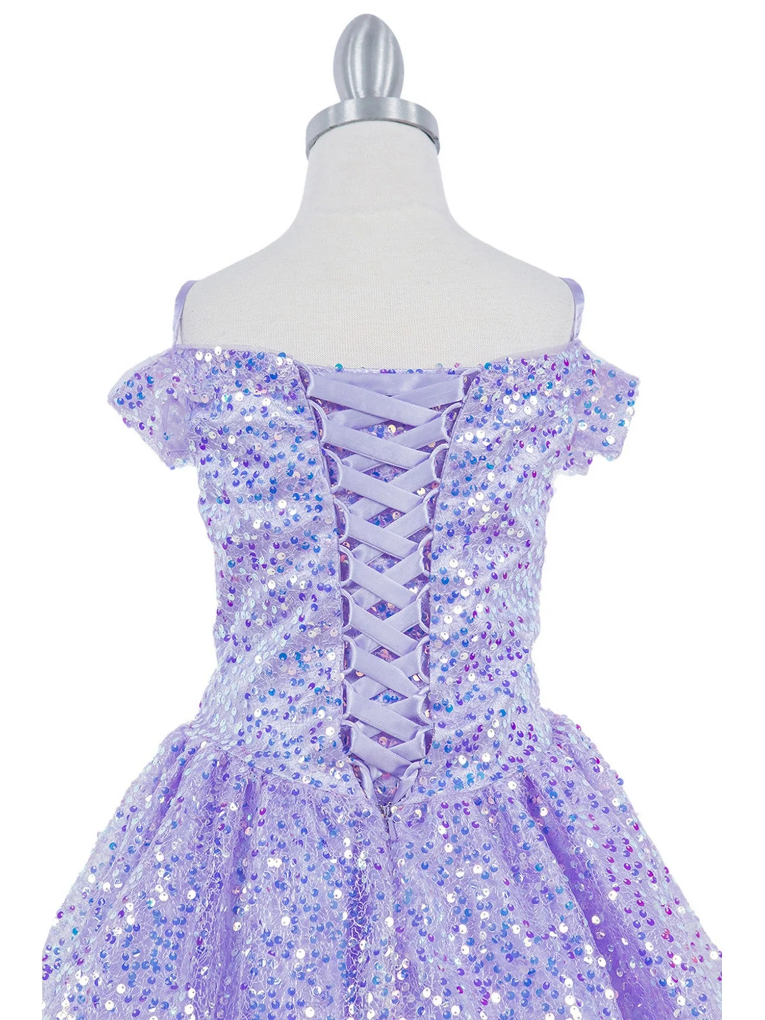 Girls Rainbow Sequin Off Shoulder Short Party Dress, Sizes 2-16