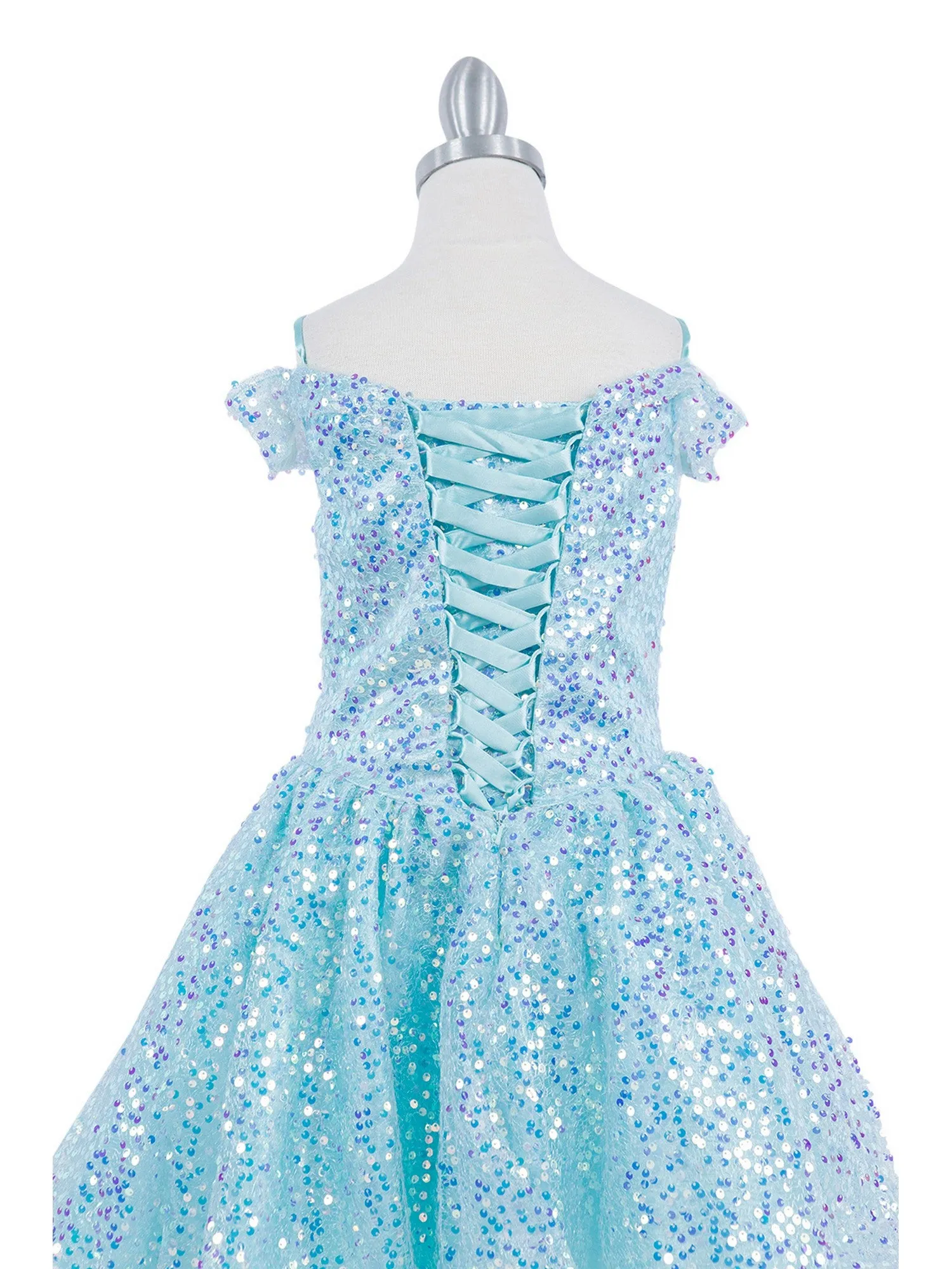 Girls Rainbow Sequin Off Shoulder Short Party Dress, Sizes 2-16