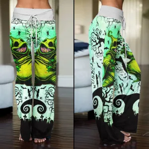 Green Nightmare Theme Art Women's High-waisted Wide Leg Pants