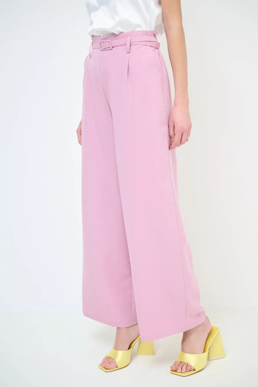 High-waisted wide leg belted trousers wholesale
