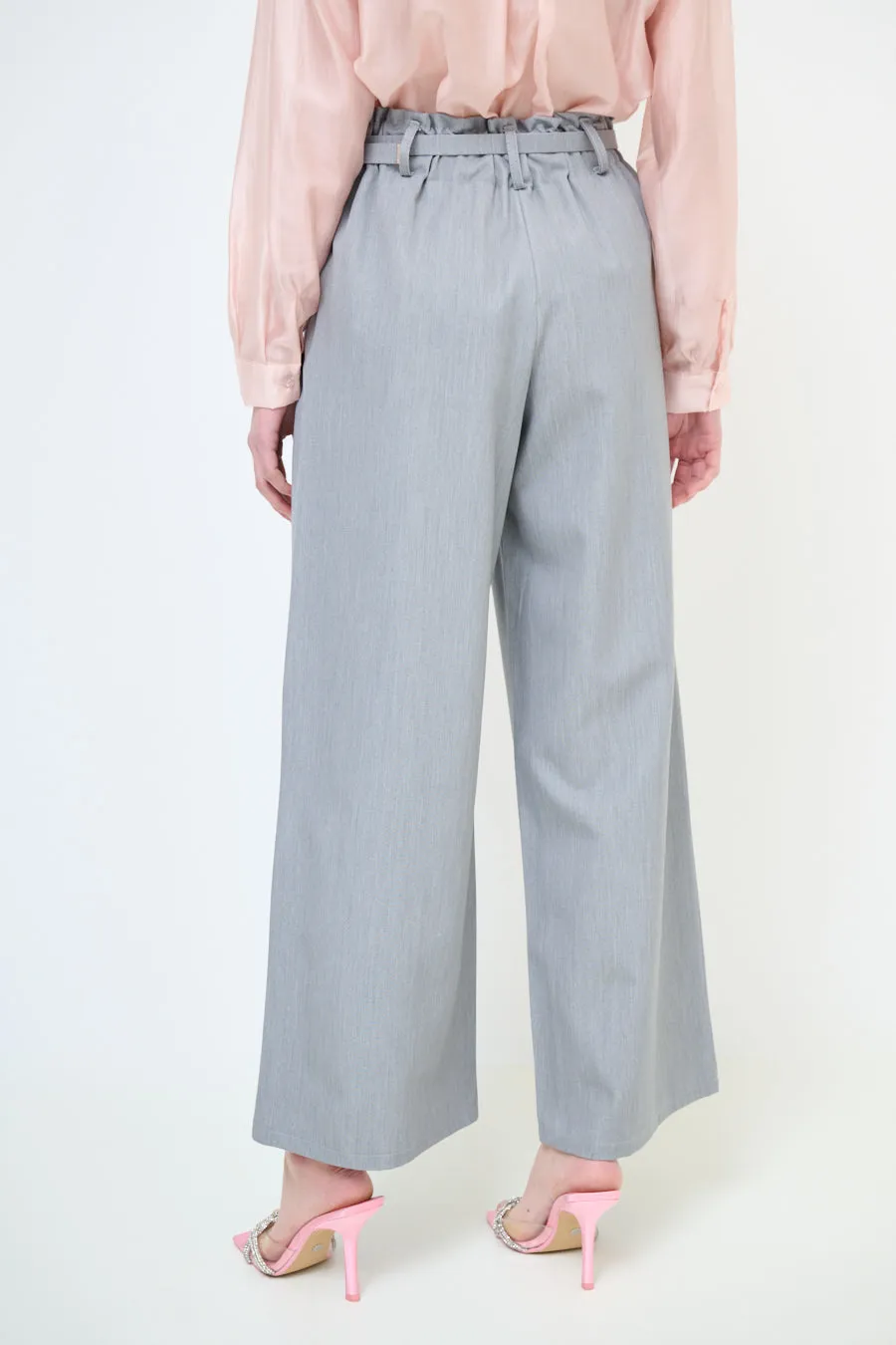 High-waisted wide leg belted trousers wholesale
