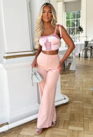 I See Fire Pink High Waisted Wide Leg Trousers