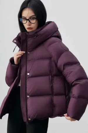 Lightweight Hooded Down Puffer Jacket with Adjustable Drawstring
