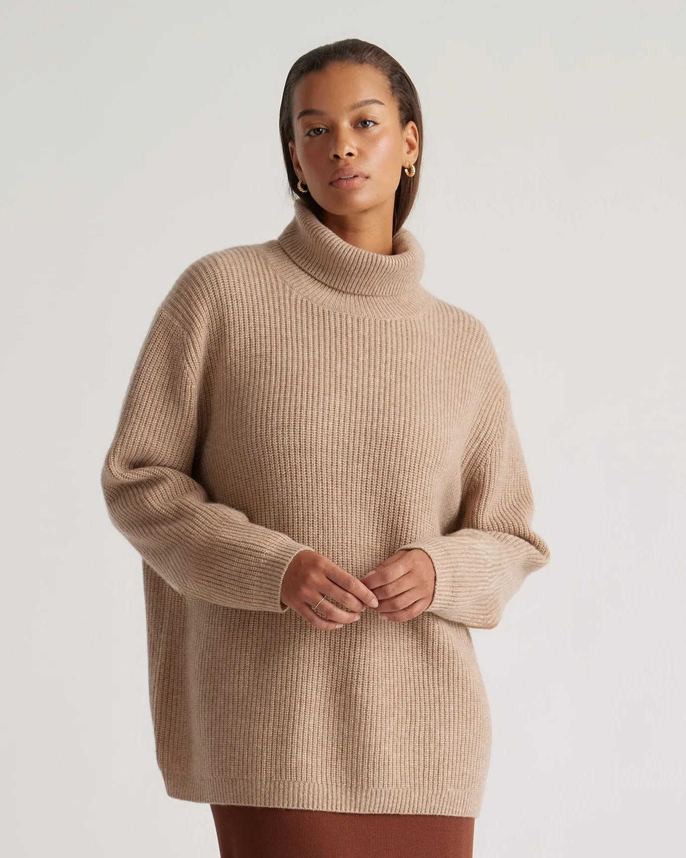 Lightweight Mongolian Cashmere Fisherman Turtleneck Sweater