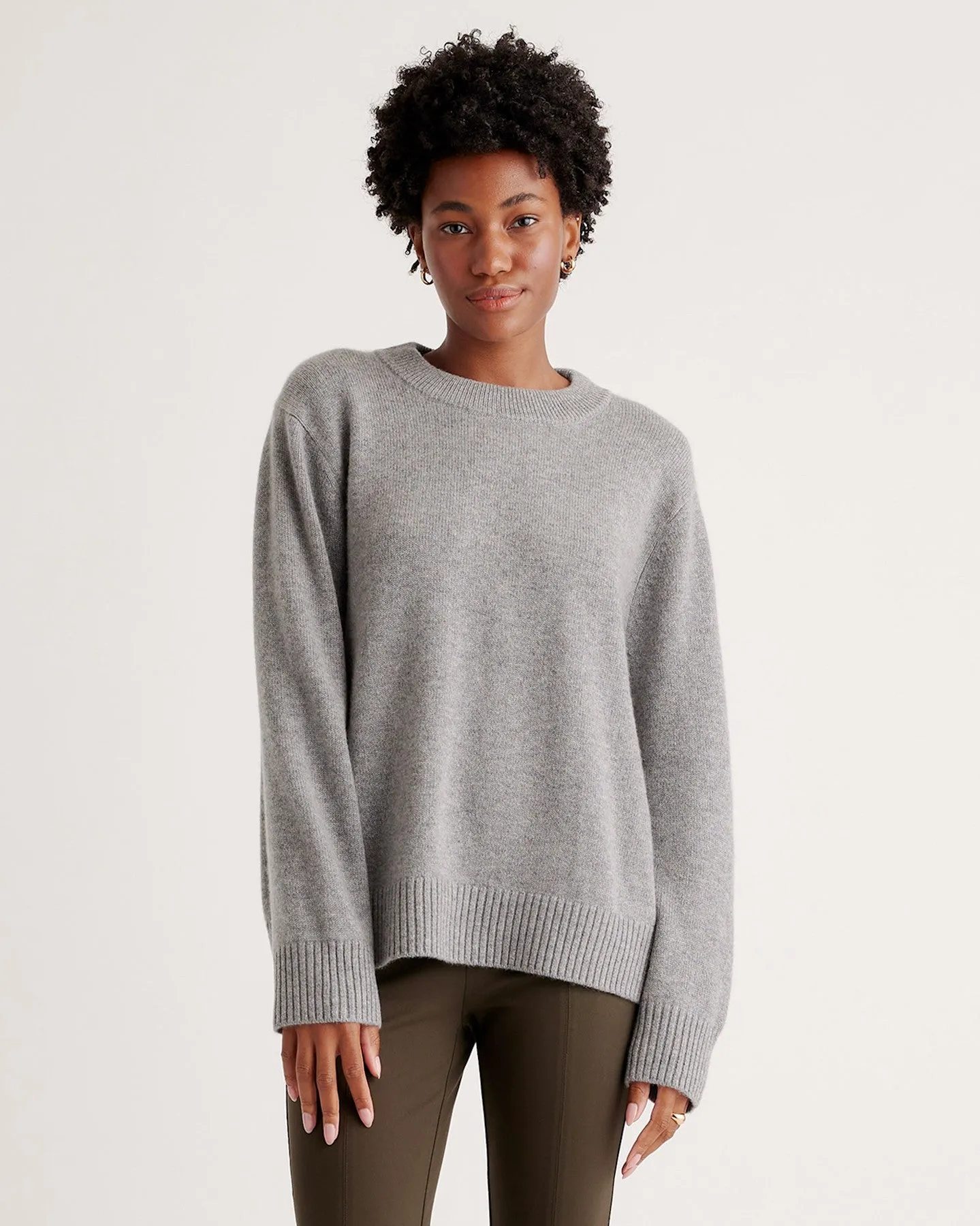 Lightweight Mongolian Cashmere Oversized Crewneck Sweater