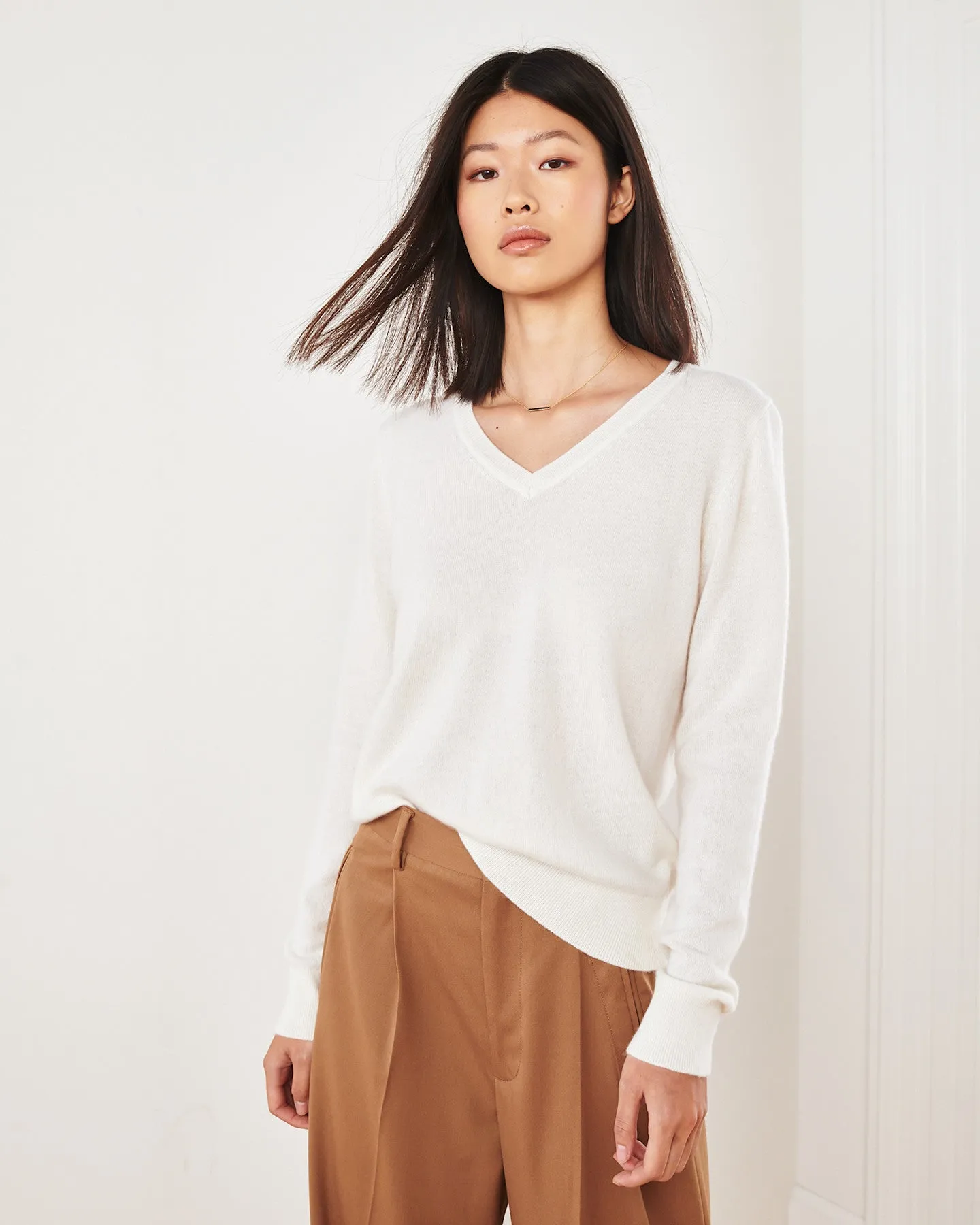 Lightweight Mongolian Cashmere V-Neck Sweater
