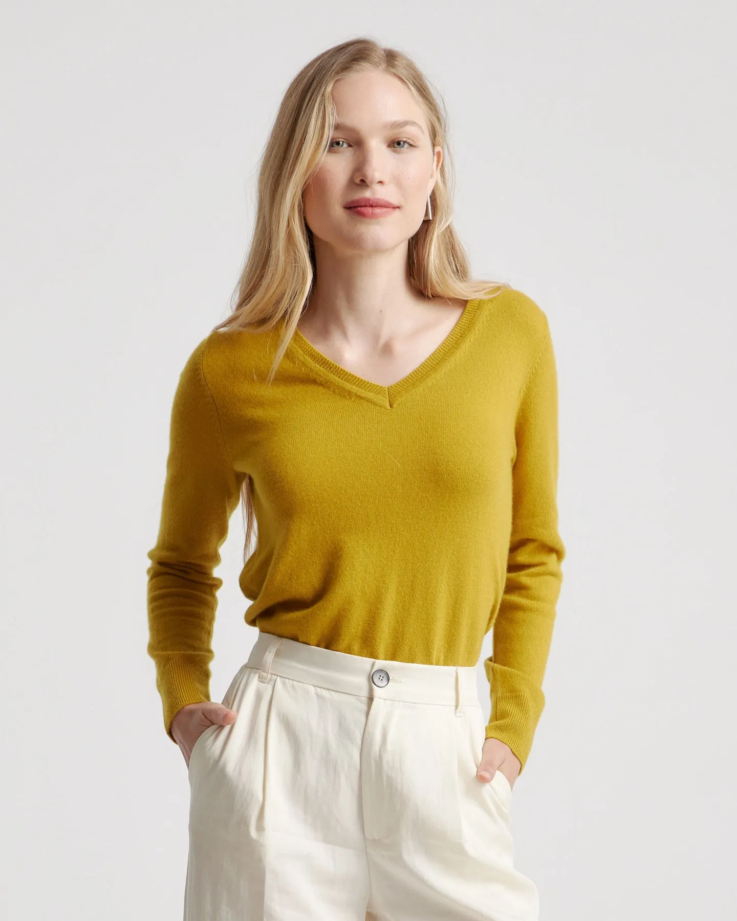 Lightweight Mongolian Cashmere V-Neck Sweater