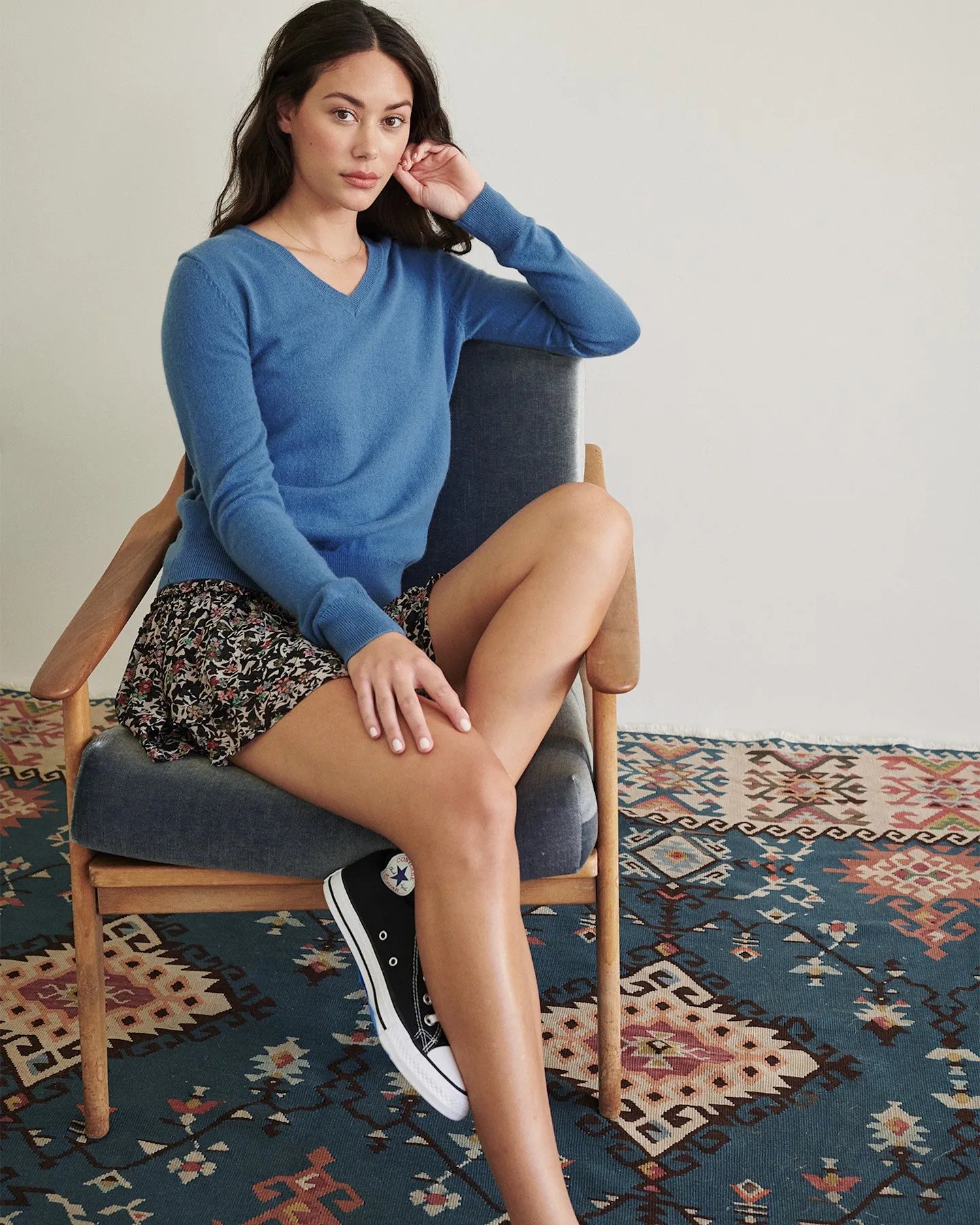 Lightweight Mongolian Cashmere V-Neck Sweater