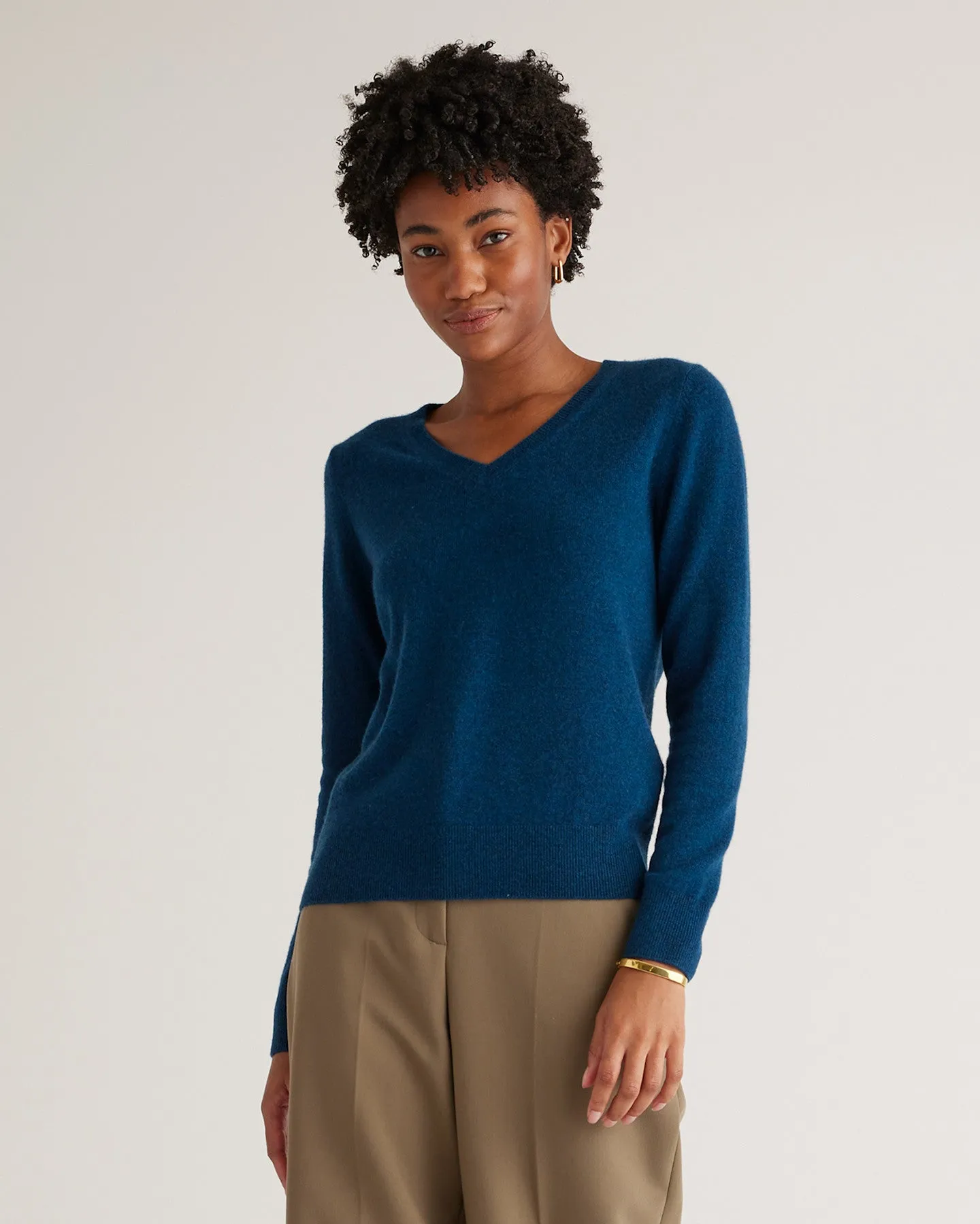 Lightweight Mongolian Cashmere V-Neck Sweater