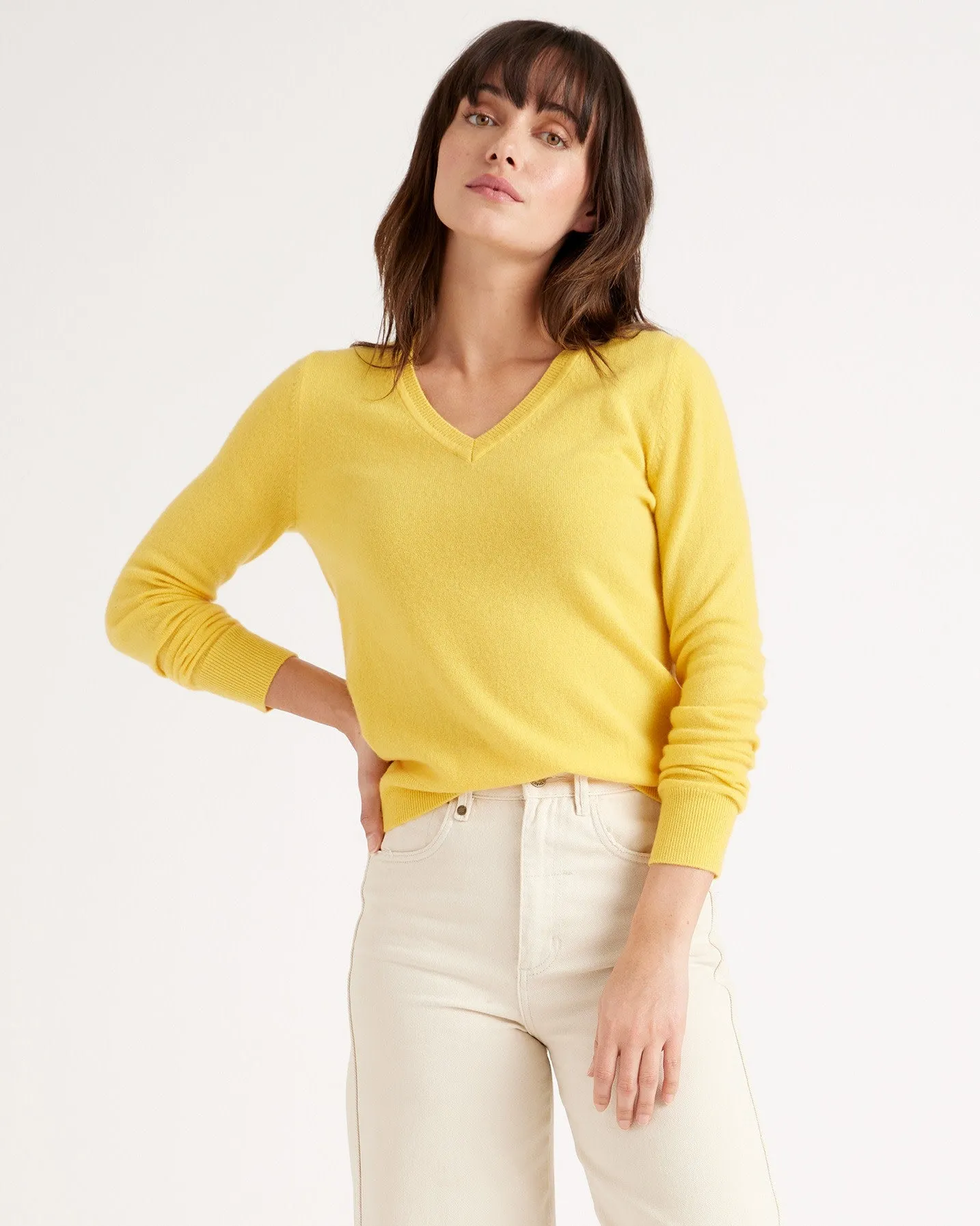 Lightweight Mongolian Cashmere V-Neck Sweater